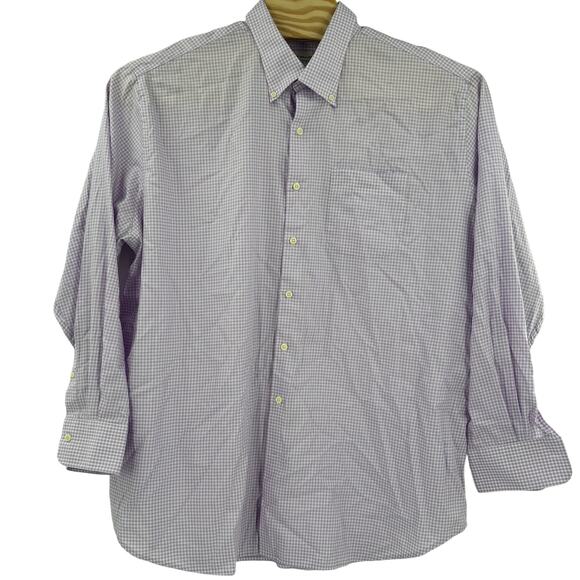 Peter Millar Mens 2XL Crown Soft Purple Gingham Check Long Sleeve Button Shirt - Picture 3 of 4